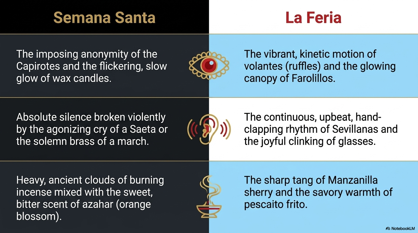 The senses of Seville — the shadows of Semana Santa and the light of La Feria.