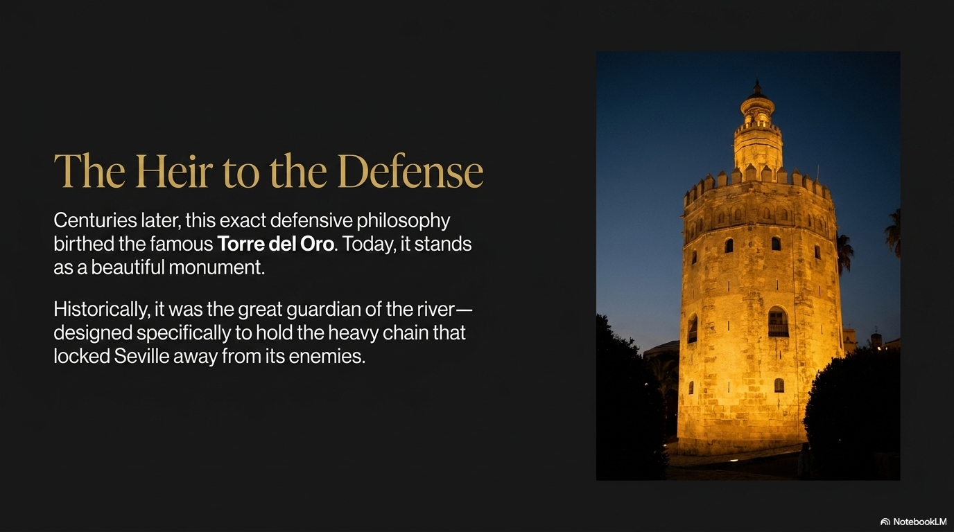 The Torre del Oro — the great guardian of the river, heir to the defense of 844.