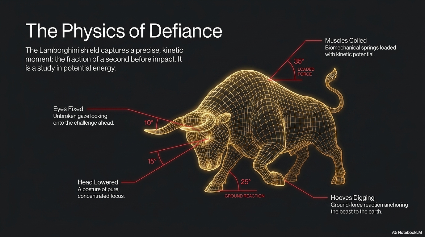 The shield captures a fraction of a second — the physics of defiance made emblem.