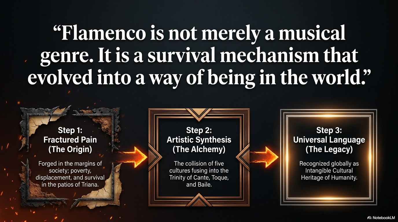 From fractured pain to universal language — origin, alchemy, legacy.