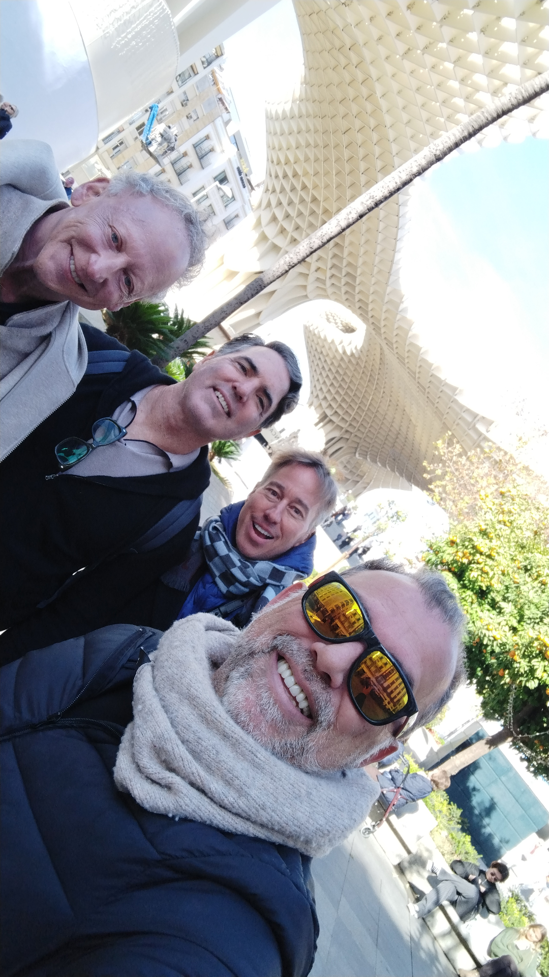 Johnny with travelers at Las Setas