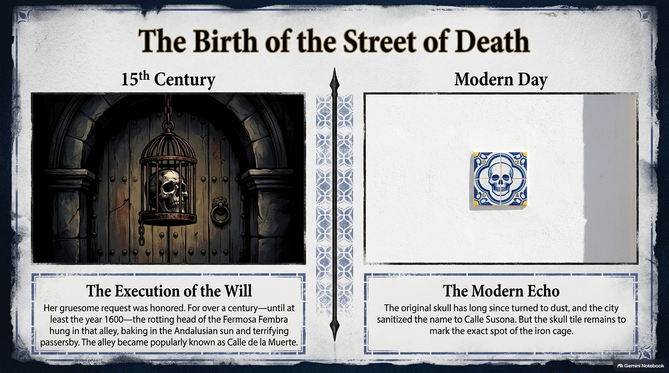 From the iron cage of the 15th century to the skull tile you can still find today.