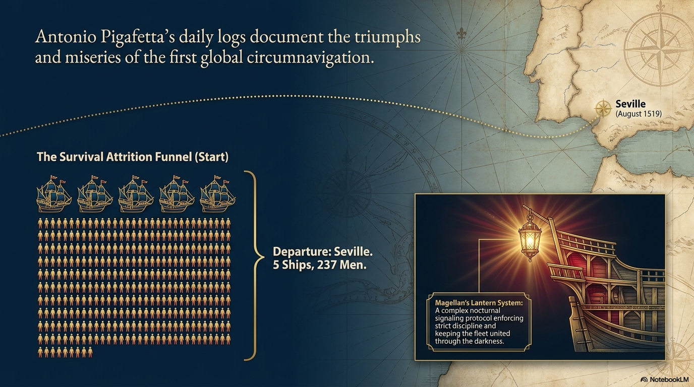 Departure from Seville — August 1519. Five ships, 237 men.