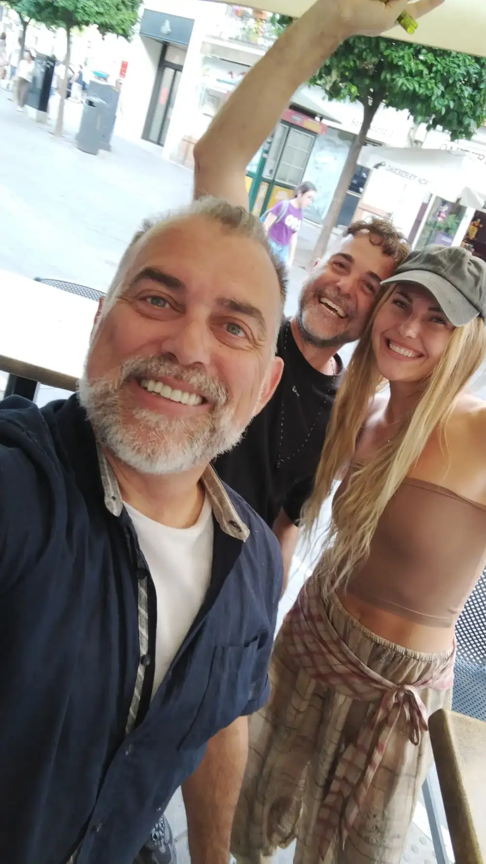 Johnny with young travelers in Seville